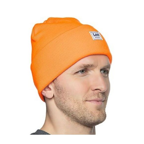 Lee Men’s Workwear 2 Piece Cold Wheather Knit Beanie Bundle. Black and Orange. N - Picture 4 of 4